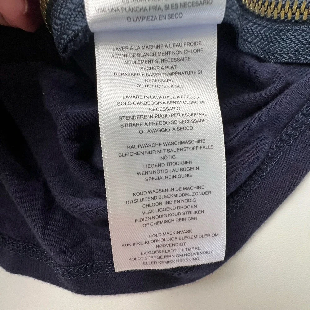 Michael Kors Navy Viscose Spandex 3/4 Sleeve Side Zip V Neck T Shirt Women's  XS